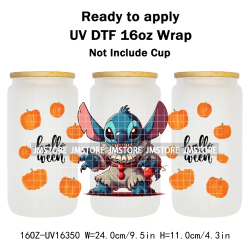Horror Halloween Cartoon Killers 16OZ UV DTF Cup Wraps Ready To Apply Waterproof Transfer Stickers For Libbey Glass Can Tumbler