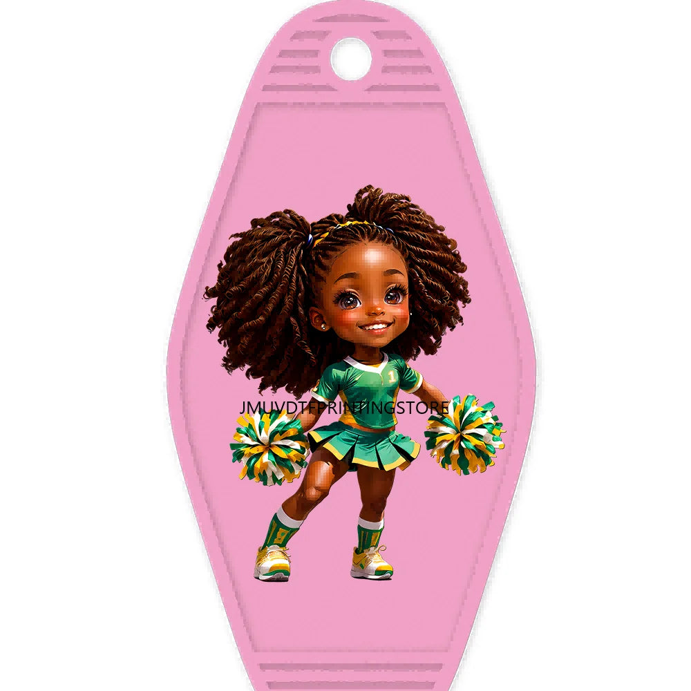 Cute Basketball Girl Players High Quality WaterProof UV DTF Sticker For Motel Hotel Keychain Cheerleading Girls