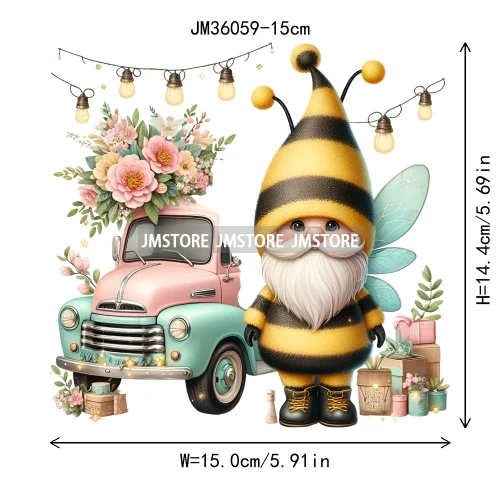 15cm 5.9in Kids Flower Dwarf Iron On Heat Transfer Sticker For Clothes DTF Printed Vinyl Thermal Applique Washable T-Shirt Decal