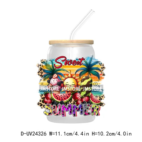 Sweet Summer Time UV DTF Transfer Sticker Decals For Libbey Glass Cold Cups Mugs Tumbler Custom Waterproof DIY Labels Watermelon