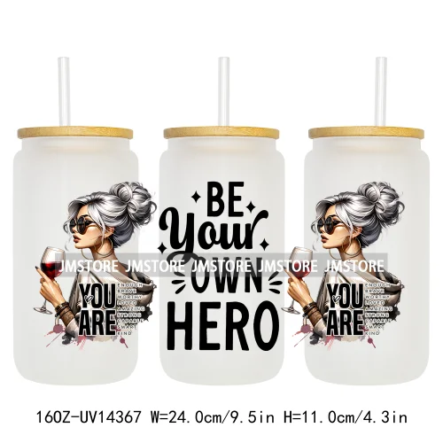Fashion Girls Coffee Lover UV DTF Wraps Transfer Sticker Selfadhesive Waterproof High Quality For 16OZ Libbey Glass Can Tumbler