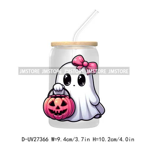 Funny Witch Ghosts Halloween Bat UV DTF Transfer Stickers Decals For Libbey Cold Cups Mugs Tumbler Waterproof Craft Spooky Vibes