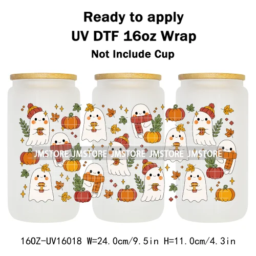 Fall Pumpkin Bow Autumn Girly UV DTF Stickers Ready To Transfer Cup Wrap Custom Labels DIY Craft For Libbey Can Glass Tumblers