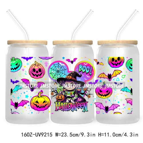 Boo Halloween Cartoon 16OZ UV DTF Cup Wrap Transfer Stickers Custom Labels Durable Waterproof For Libbey Glass Can Fall Pumpkin