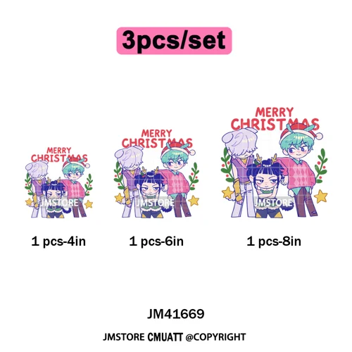 Christmas Kpop Holiday Idol Santa Holly Jolly Merry Christmas Iron on DTF Washable Transfers Stickers Ready to Press for Textile