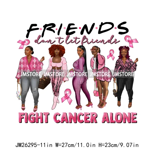 Afro Woman Pink Fight Like A Queen Hope Blessed Breast Cancer Awareness DTF Iron On Transfer Stickers Ready To Press For Hoodies