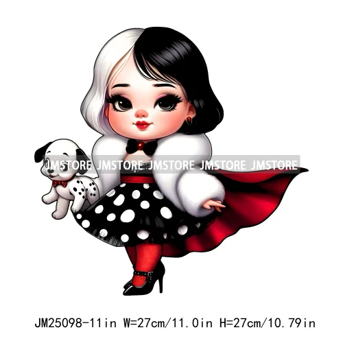 Cartoon Washable Halloween Princess Evil Queen Girls Printing Designs DTF Iron On Transfers Stickers Ready To Press For Textil