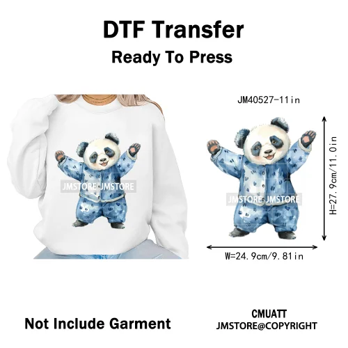 Cute Nursery Sleepy Baby Safari Jungle Animals in Pajamas Love Iron on DTF Washable Transfers Sticker Ready to Press for Clothes