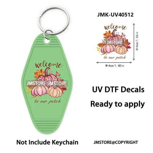 Hello Pumpkin Fall Thanksgiving Gnome UV DTF Motel Keychain Wraps Ready To Apply Waterproof High Quality Hotel Keychain Decals