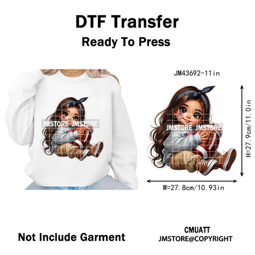 Latina Football Mexican Baby Girls Sports Lover Game Day Iron on Washable DTF Heat Transfers Stickers Ready to Press for Hoodies