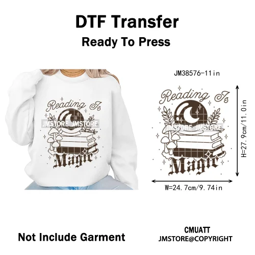 Funny Book Lover Club Inspirational Sayings Reading Coffee Iron on DTF Washable Transfers Stickers Ready to Press for Clothing