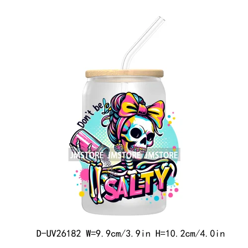 Antisocial Snarky Skeleton Skull UV DTF Transfer Stickers Decals For Libbey Cold Cups Mugs Durable Waterproof Custom Logo Labels