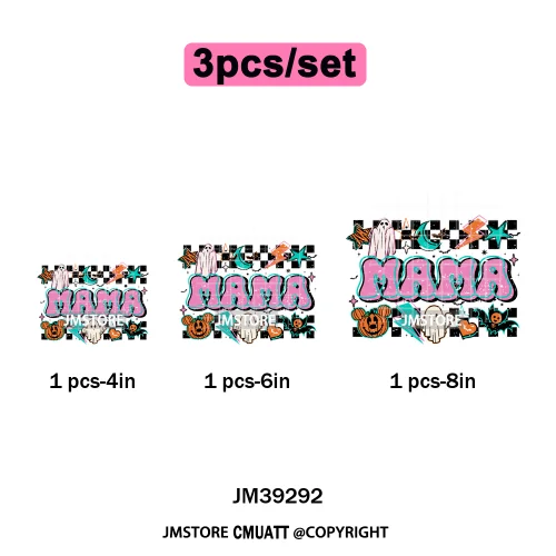 Ghost Spooky Mama Season Trick or Treat Coquette Bow Halloween Iron on DTF Washable Transfer Sticker Ready to Press for Clothing