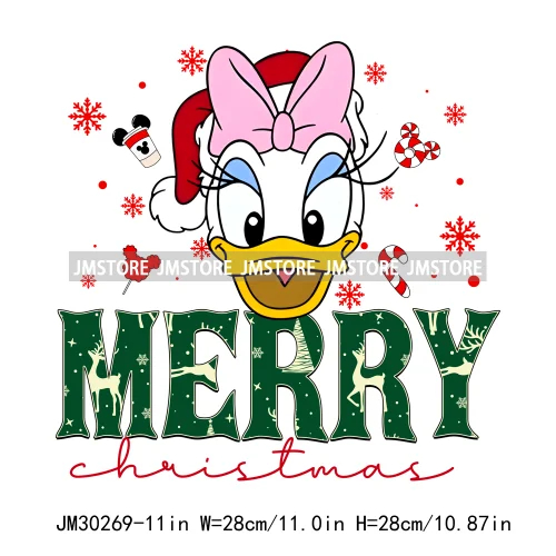 Merry Christmas Cute Cartoon Animal Friends Winter White Festive Vibes Iron On DTF Transfers Stickers Ready To Press For Hoodies