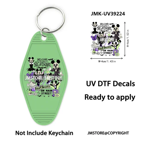 Horror Pumpkin Halloween Cartoon UV DTF Motel Keychain Decal Ready To Ship Durable Transfer Stickers Prints For Hotel Keychain