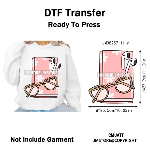 Funny Bookish Things Kindle Girlie TBR Read Books Lover Positive Quotes Iron on DTF Transfer Stickers Ready to Press for Textile