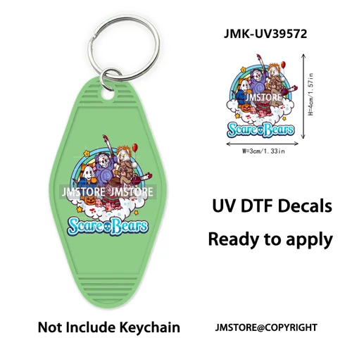 Halloween Horror Killer Energy Drink UV DTF Motel Keychain Decal Ready To Ship Durable Transfer Stickers Logo For Hotel Keychain