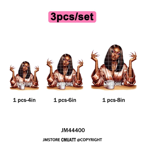 Angry Office African Girl Sassy Moods Housework Mom Iron on Washable DTF Heat Transfer Stickers Ready to Press for T-shirts Bags