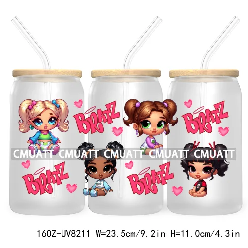 Cartoon Cute Kids Doll Girl Swiftie Love UV DTF 16OZ Stickers Glass Can Wrap For Libbey Cold Cups Mugs Waterproof DIY Craft