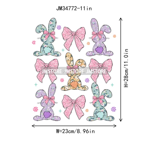 The Lord is my Shepherd Easter Christian Spring Floral Easter Bunny Bow Iron On DTF Transfer Stickers Ready To Press For Clothes