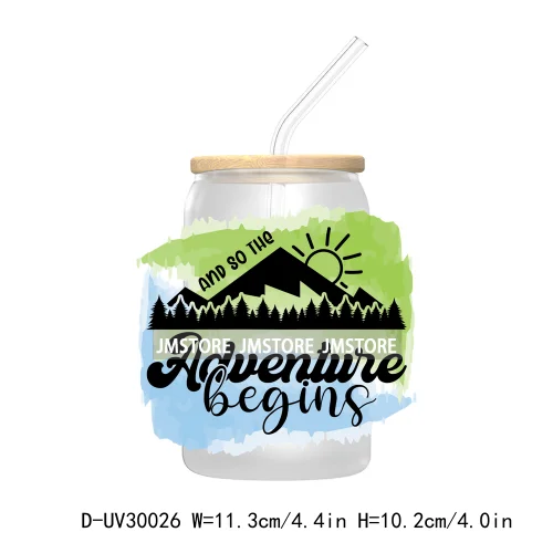 Mountain Hiking Quotes UV DTF Transfer Stickers Decals For Libbey Cold Cups Mugs Tumbler High Quality Labels Hunter Deer Fishing