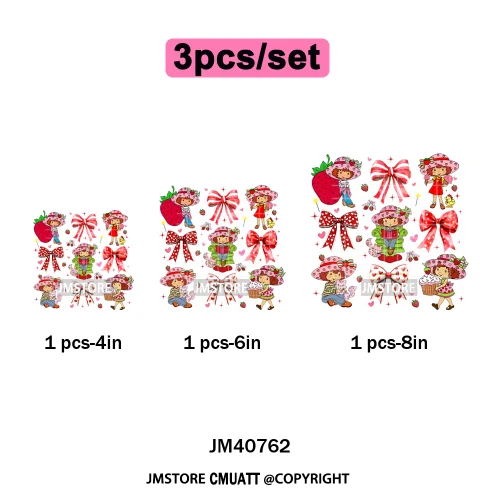 Best Friends Birthday Cute Little Berry Girl Coquette Character Design Iron on DTF Transfers Stickers Ready to Press for Textile