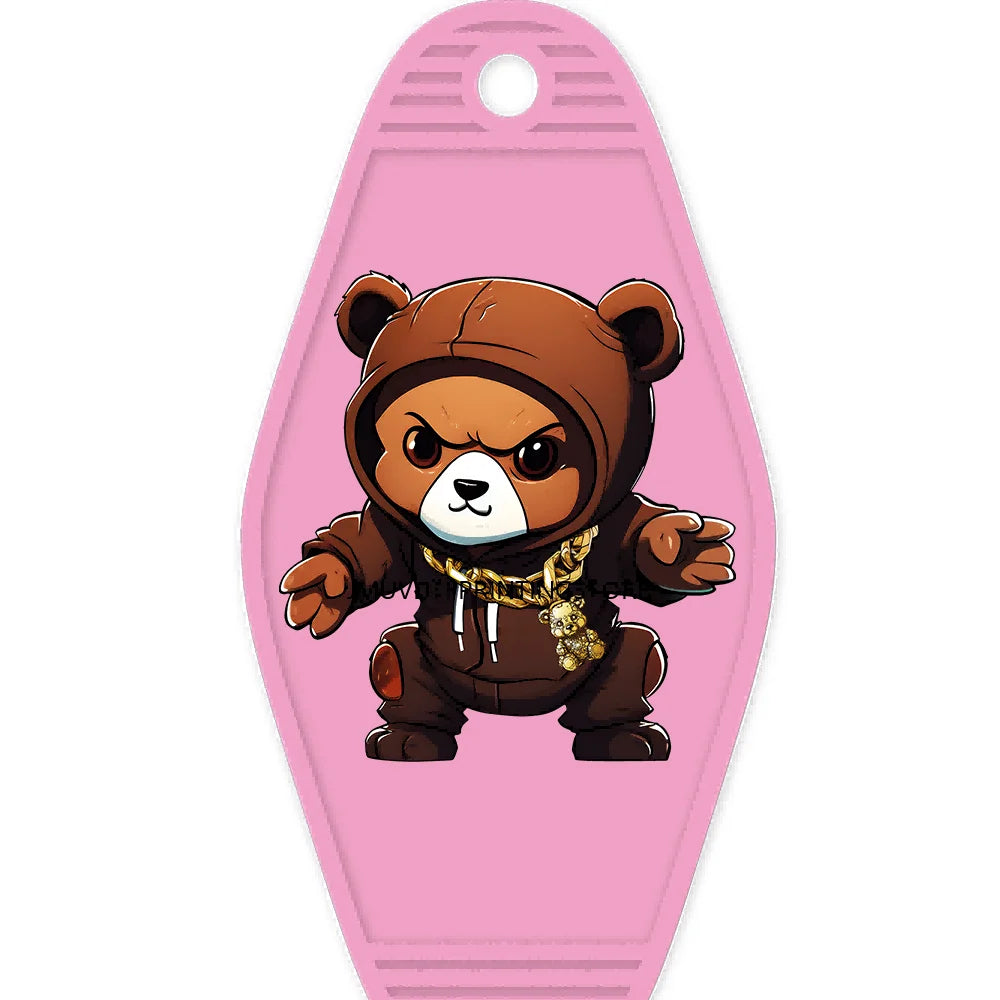 Cool Cartoon Animals High Quality WaterProof UV DTF Sticker For Motel Hotel Keychain Hip Pop Panda Bears