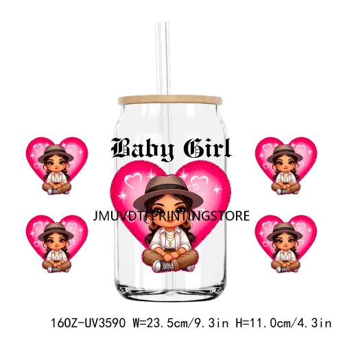 Chicano La Sad Girl Couple 16OZ UV DTF Cup Wrap Transfer Stickers Custom Labels DIY Waterproof Logo For Libbey Glass Can Hearts