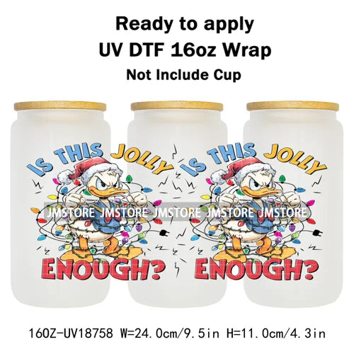 Christmas Crew Cartoon Characters Gingerbread UV DTF Stickers Ready To Apply Cup Wrap Custom Logo DIY Craft For Libbey Can Glass