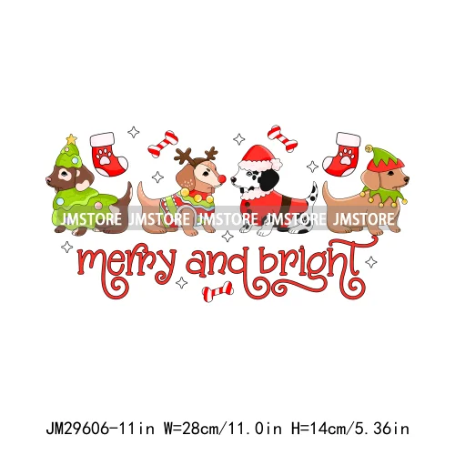 Merry And Bright Howdy Christmas Floral Santa Coquette Bow Tree Book Love Iron On DTF Heat Press Transfer Stickers For Clothes