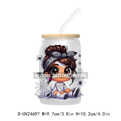 Halloween Latina Princess UV DTF Transfer Stickers Decals For Libbey Cold Cups Mugs Tumbler Custom Waterproof DIY Labels Pumpkin