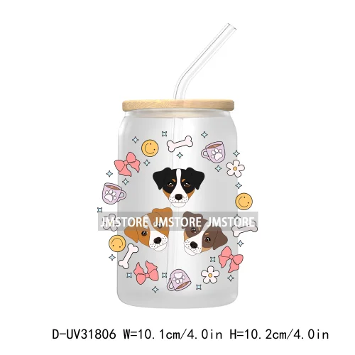 Coquette Bow Pet Lover Dog Bone Flowers UV DTF Transfer Stickers Decals For Libbey Cold Cup Mugs Tumbler Waterproof Custom Craft