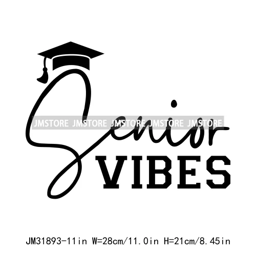 Happy University Graduate Senior Class Of 2025 Decals Iron On DTF Heat Transfer Stickers Ready To Press For Clothes Bags