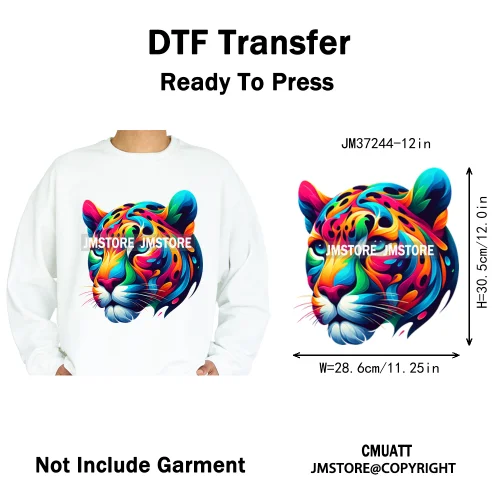 12in Cool Jungle King Beats Graffiti Hip Hop Animals Lover Iron on DTF Thermal Transfers Stickers Ready to Press for T-shirts