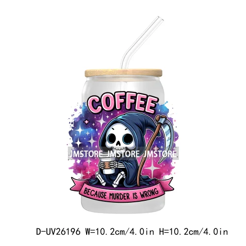 Antisocial Snarky Skeleton Skull UV DTF Transfer Stickers Decals For Libbey Cold Cups Mugs Durable Waterproof Custom Logo Labels