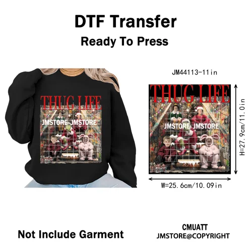 Thug Life Cartoon Movie Xmas Friends Christmas Thief Iron on Washable DTF Transfers Stickers Ready to Press for T-shirts Bags