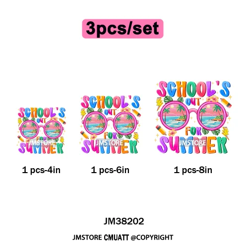 Spring Break Wildflower Seashell Turtle Coquette Sun Summer Vacation Iron on DTF Transfers Stickers Ready to Press for Clothes