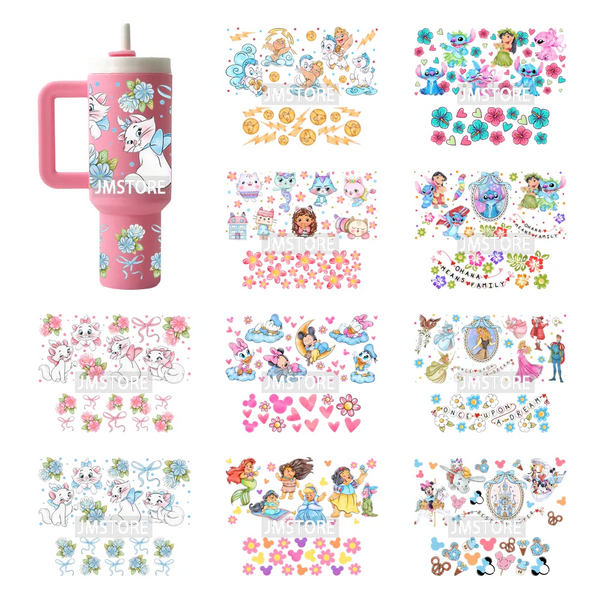 Coquette Cartoon Cat Princess Magical Kingdom UV DTF Wraps Ready To Use Transfer Stickers Waterproof For Mini Tumbler Keychain