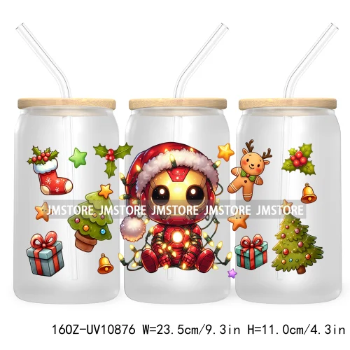 Cute Baby Horror Characters Christmas Season 16OZ UV DTF Cup Wrap Transfer Stickers Durable Waterproof Logo For Libbey Glass Can