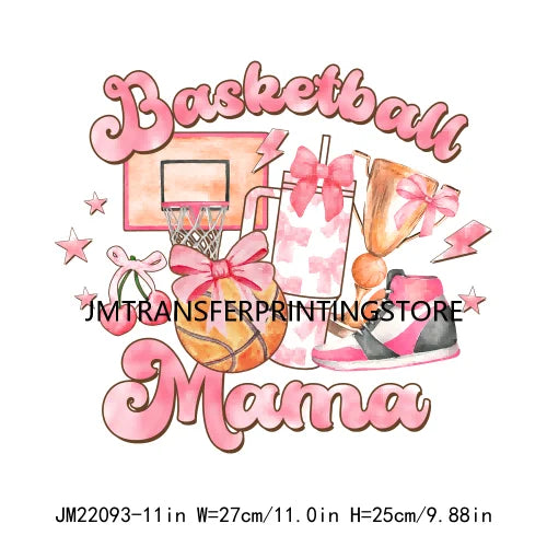 New Baseball Softball Sport Coquettee Mama Decals Pink Ribbon Bow Stanley Tumbler Iron On DTF Transfer Stickers For Sweatshirt