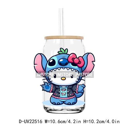 High Quality Costume Cartoon Blue Cat UV DTF Transfers Stickers Decals For Libbey Cold Cups Mugs Tumbler Waterproof DIY Craft