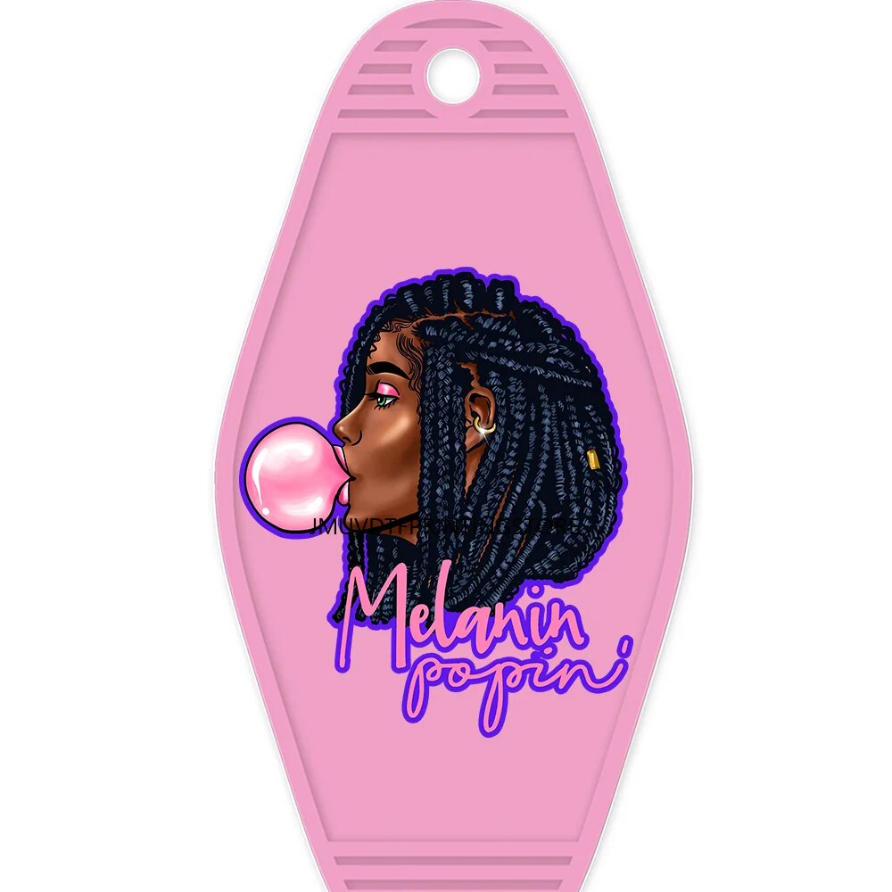 Beautiful Afro Girl Magic Melanin Black Woman High Quality WaterProof UV DTF Sticker For Motel Hotel Keychian