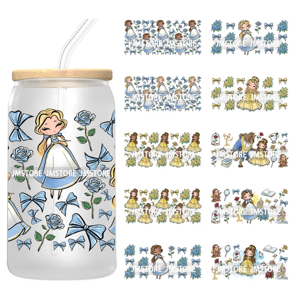 Beauty Princess And Beast UV DTF Stickers Ready to Transfer Cup Wrap Custom Labels DIY Craft For Libbey Can Glass Tumblers Mugs
