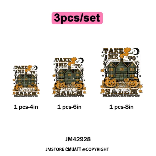 Horror Characters Halloween Spooky Cartoon Friends Scary Pumpkin Iron on DTF Transfers Stickers Ready to Press for Sweatshirts