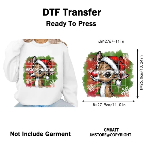 Preppy Brushstroke Gingerbread Santa Bow Tree Merry Christmas Girly Iron on DTF Transfers Stickers Ready to Press for T-shirts