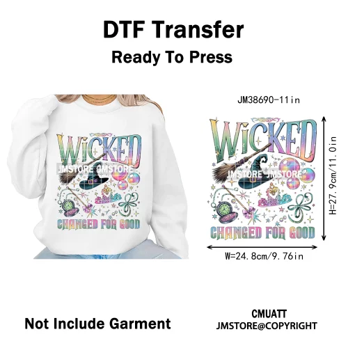 In My Witch Era Pink Goes With Green Coquette Bow Magic Broom Iron on DTF Washable Transfers Stickers Ready to Press for Textile