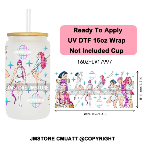 Tiger Demon Hunters Kpop Soda Boys Girl Dinner 16OZ UV DTF Cup Wraps Ready To Apply Transfer Stickers For Libbey Glass Can Mugs