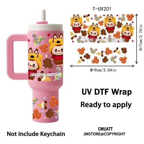 Cartoon Monsters Doll Kids Gift UV DTF Custom Prints Ready To Apply Transfer Stickers Waterproof Wraps For Mini Tumbler Keychain