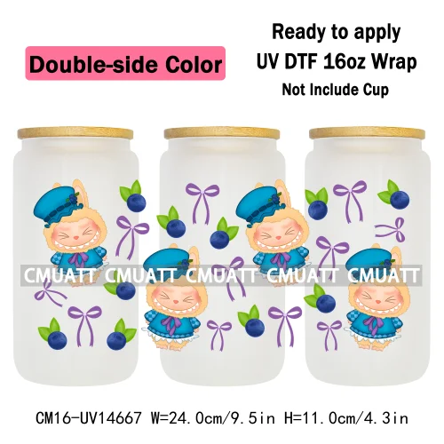 Double Sided Color UV DTF Cup Wraps 16OZ Wholesale Custom Bulk Waterproof Cartoon Cute Monster Coquette Bow DIY Craft Mug Glass
