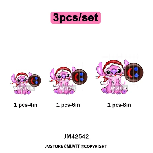 Holly Jolly Cute Cartoon Character Christmas Santa Tis The Season Iron on DTF Heat Transfers Stickers Ready to Press for Garment